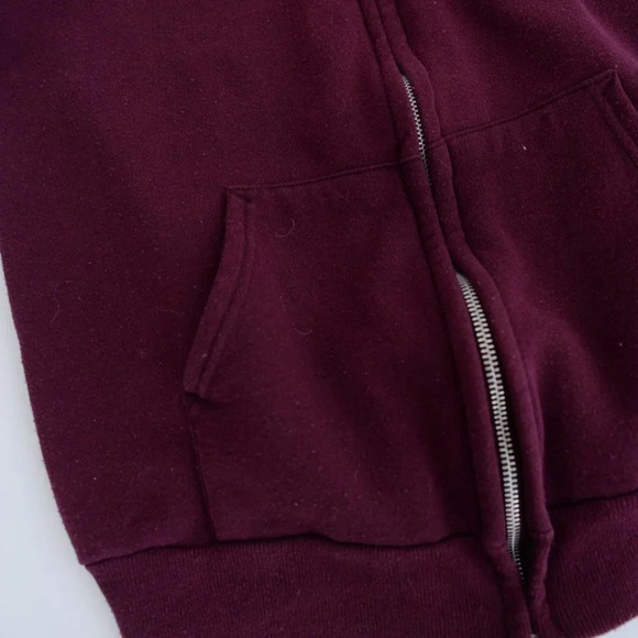Vintage Hanes Activewear Maroon Zip Up Hoodie w/ Florida Palm Tree Ocean View M - Picture 7 of 11
